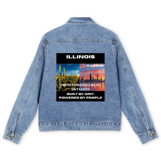 Illinois Midwest Mosaic Art Men's Denim Jackets