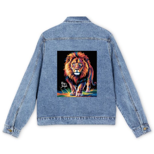 Pride and Power – Majestic Rainbow Lion Head Men's Denim Jackets