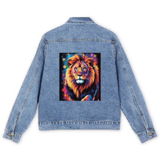 Pride and Power – Majestic Rainbow Lion Head Men's Denim Jackets
