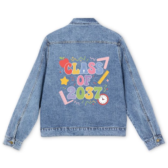 Class of 2037 Grow With Me, Funny back to school Men's Denim Jackets