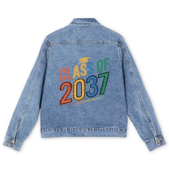 Class of 2037 Grow With Me, Funny back to school Men's Denim Jackets
