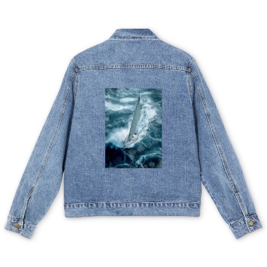 Fearless Voyage in Turbulent Waters Men's Denim Jackets