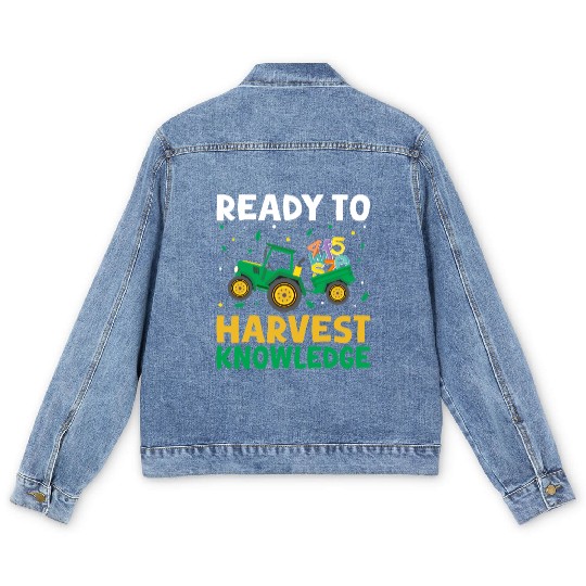 Back to School Teacher Farming Tractor Farmer Kids Men's Denim Jackets