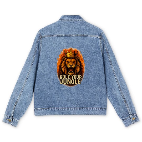 Fierce Lion King Blazing Mane Art Men's Denim Jackets