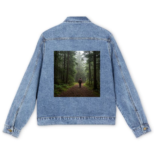 Enchanted Forest Nature Scene Men's Denim Jackets