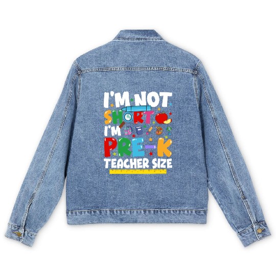 Pre K Teacher Back To School Pre kindergarten Men's Denim Jackets