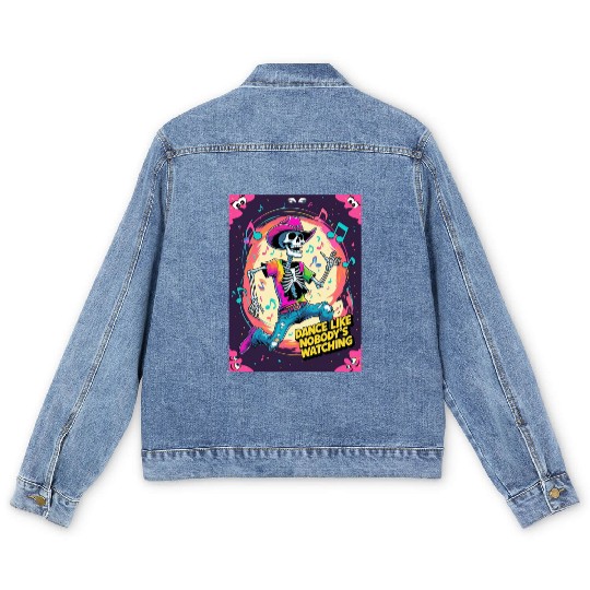 Dance Like Nobody’s Watching – Wild Skeleton Groov Men's Denim Jackets