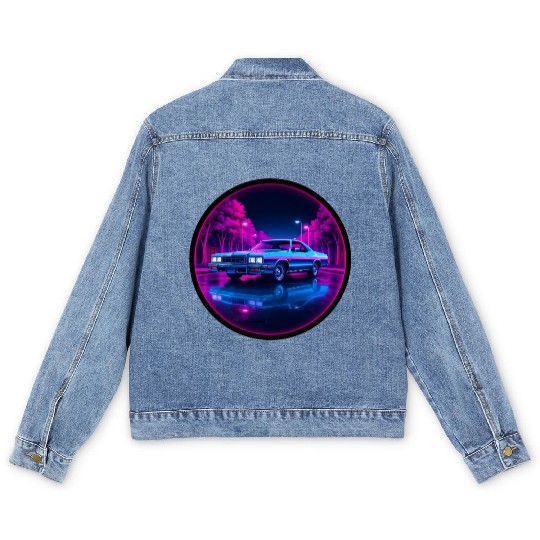 Retro Neon Car 80s Aesthetic Night Design Men's Denim Jackets
