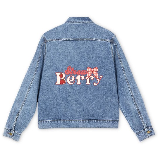 Sweet Strawberry Bow Cute Cottagecore Graphic Men's Denim Jackets