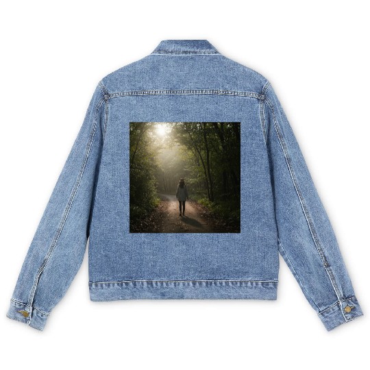 Enchanted Forest Path Illustration Men's Denim Jackets
