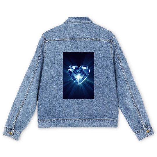 Shining Diamond Heart Men's Denim Jackets