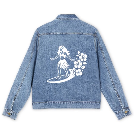 Surfing Hula Men's Denim Jackets