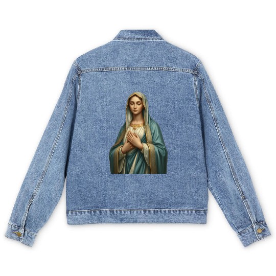 Madonna and Child Divine Embrace Men's Denim Jackets
