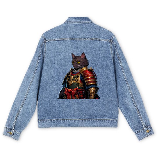 Warrior Cat in Armor Artwork Men's Denim Jackets