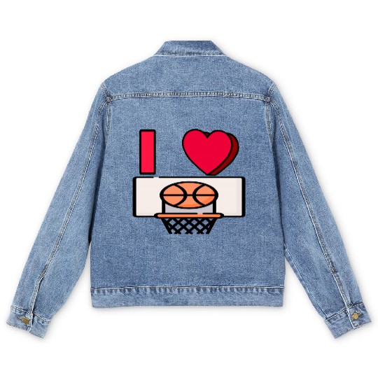 I LOVE BASKETBALL #2 Men's Denim Jackets
