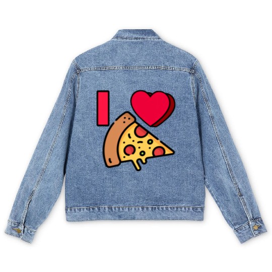 I LOVE PIZZA #1 Men's Denim Jackets