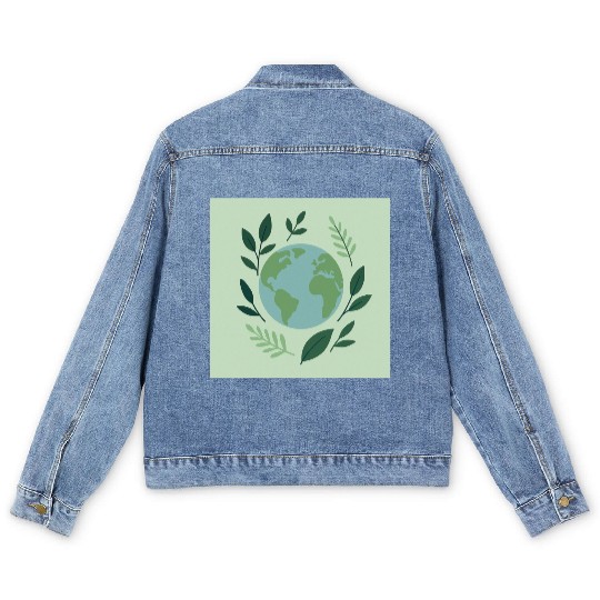 Earth and Leaves Eco Print Men's Denim Jackets