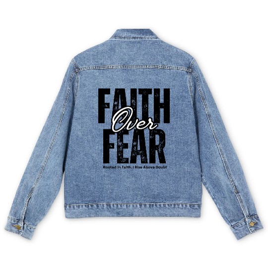 Faith Over Fear T-shirs apparels Christian Men's Denim Jackets