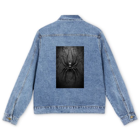 Black Widow Style Spider Art Men's Denim Jackets