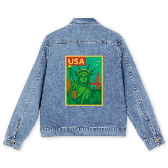 Iconic Statue of Liberty Urban Artwork  Men's Denim Jackets