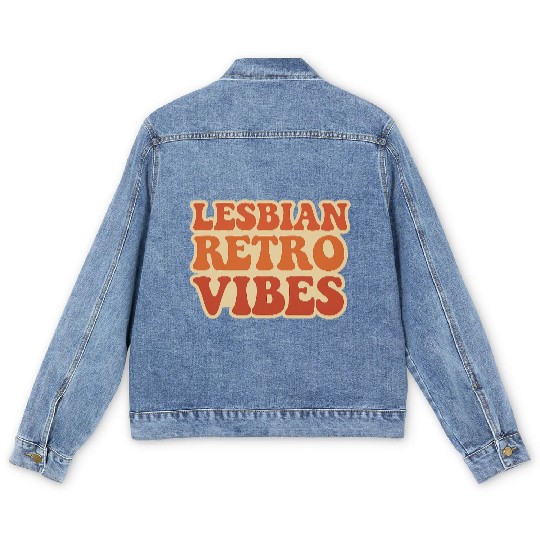 Lesbian Retro Vibes Typography Design Men's Denim Jackets