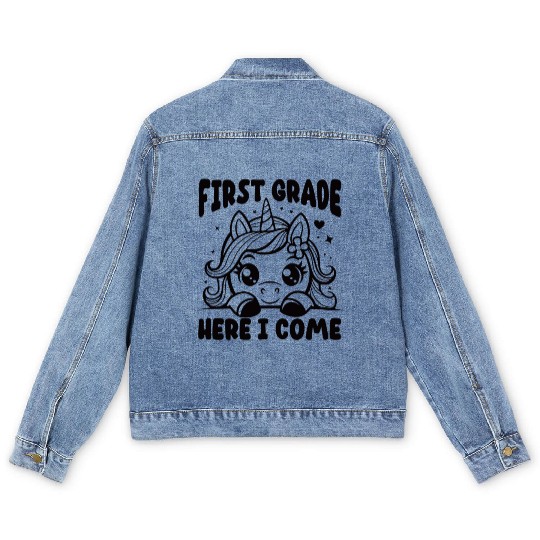 First Grade Unicorn Welcome Men's Denim Jackets