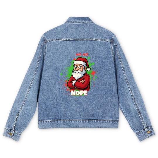Ho Ho Nope – Grumpy Santa Art Men's Denim Jackets