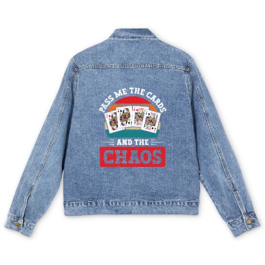 Retro Playing Card Games Pinochle Tournament Men's Denim Jackets