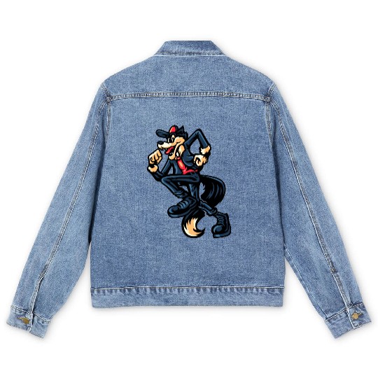 Retro Dancing Wolf Men's Denim Jackets