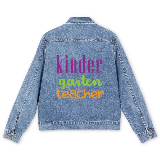 Colorful Kindergarten Teacher Design Men's Denim Jackets