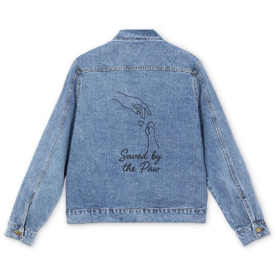 Saved by the Paw – Dog Rescue Line Art Men's Denim Jackets