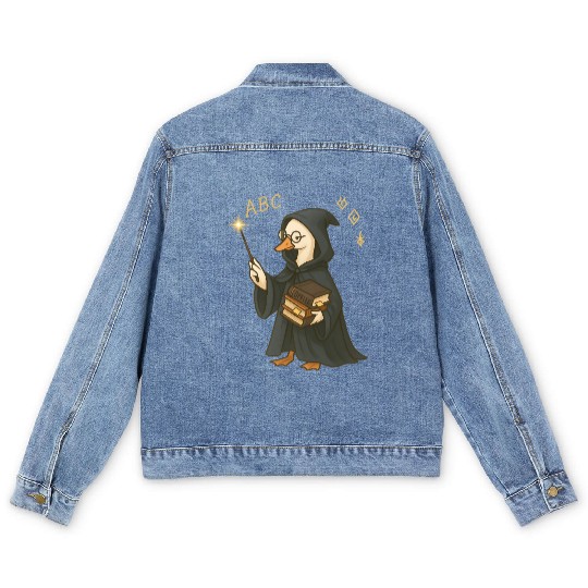 Wizard Goose with Spell Books Men's Denim Jackets