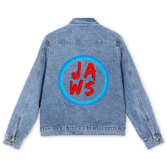 Vibrant Graffiti Style JAWS Logo Men's Denim Jackets
