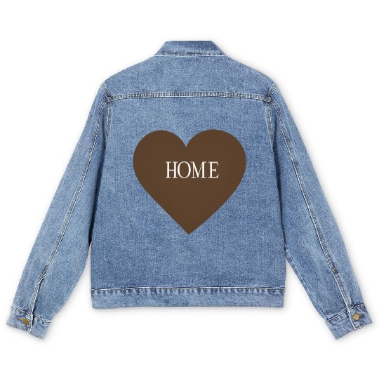 Heartfelt ‘HOME’ Design – Cozy Brown Heart Graphic Men's Denim Jackets