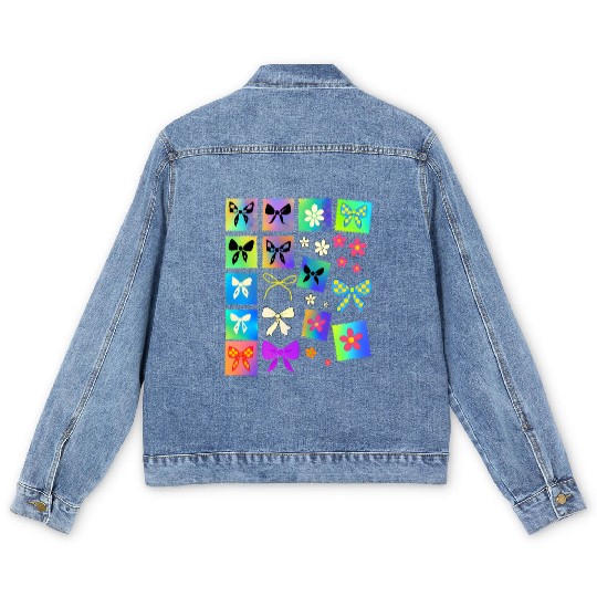 Pastel Aesthetic Stam Y2K Cute Girly Coquette Bow Men's Denim Jackets