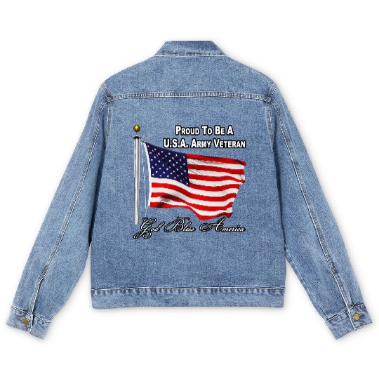 Proud To Be A US Army Veteran Men's Denim Jackets