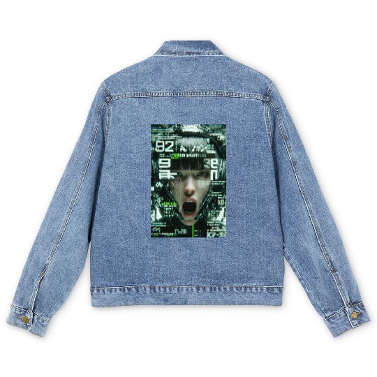 Cyberpunk Digital Scream Men's Denim Jackets