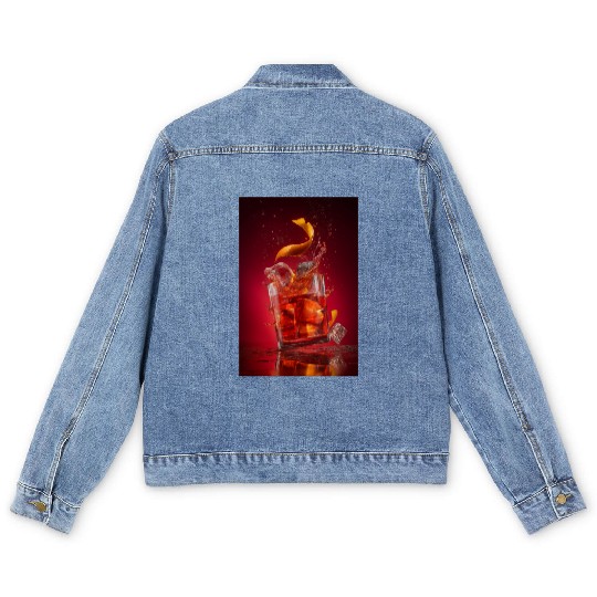 Splashing Negroni Cocktail Men's Denim Jackets