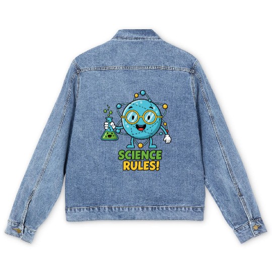 Cute Science Rocket Character Men's Denim Jackets