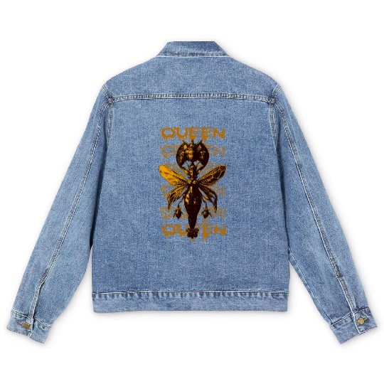 Queen Bee Warrior – Dark Fantasy Insect Art Men's Denim Jackets