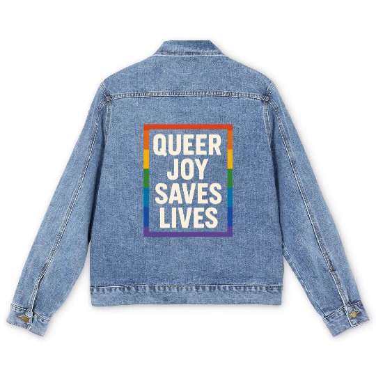 Queer Pride Queer Joy LGBTQ+ Affirmation Trans Men's Denim Jackets