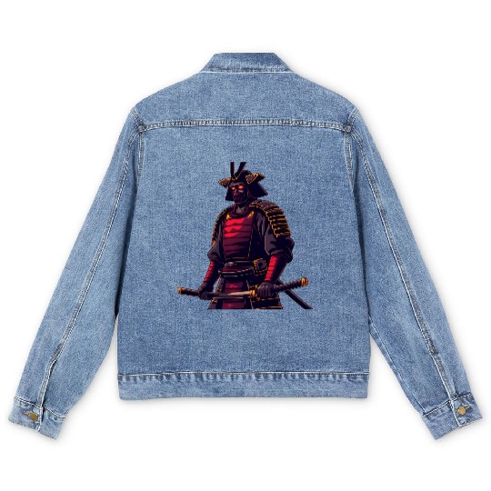 Dark Samurai Warrior Illustration Men's Denim Jackets