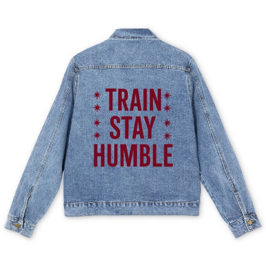 Train Hard Stay Humble Motivational Quote Men's Denim Jackets