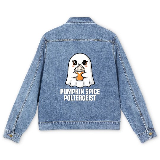 PUMPKIN SPICE POLTERGEIST - GHOST HALLOWEEN Men's Denim Jackets