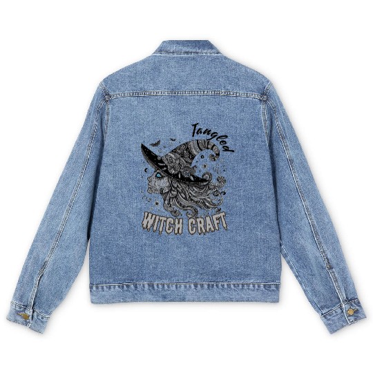 Tangled-in-Witchcraft–Halloween-Art-in-Enchanted Men's Denim Jackets