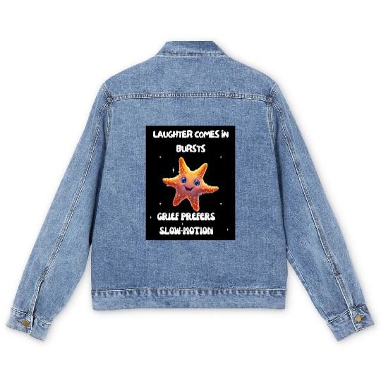 Whimsical Starfish with Playful Quotes Men's Denim Jackets