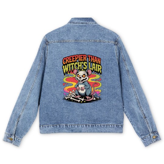 Creepy Mouse with Wicked Eyes Design Men's Denim Jackets