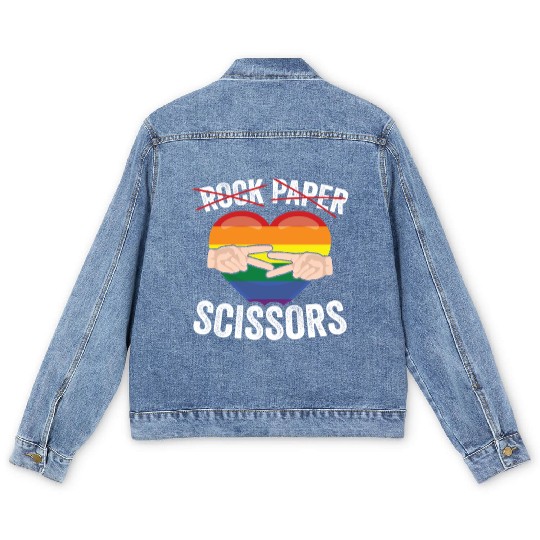 Funny Rock Paper Scissors LGBTQ LGBT Community Men's Denim Jackets