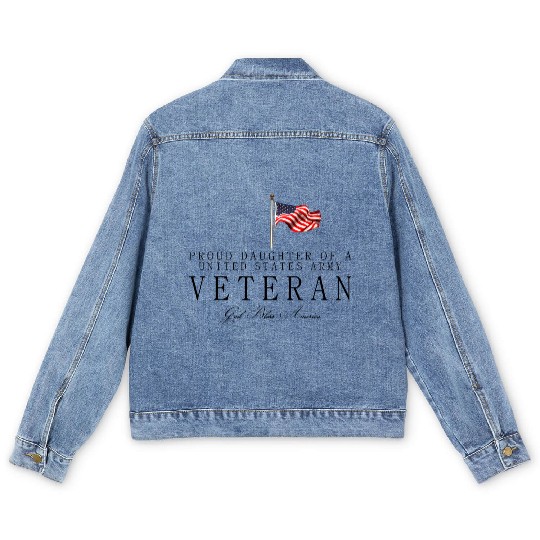 Proud Daughter Of A US Army Veteran Men's Denim Jackets