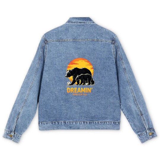 California Dreamin’ – World Cup 2026 Soccer Bear T Men's Denim Jackets